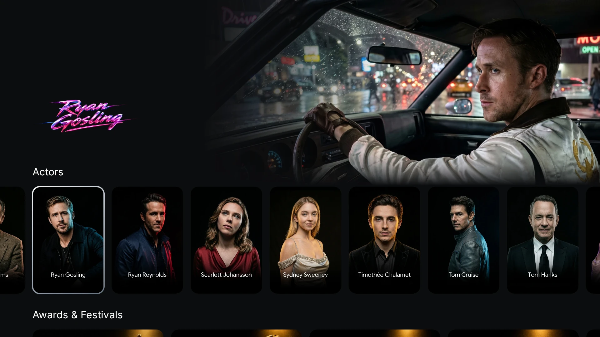 Nuvio Actors collection featuring Ryan Gosling, Ryan Reynolds, Scarlett Johansson, and more